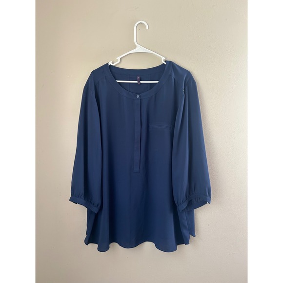SOLD ( Do not buy ) NYDJ Womens 3X Blue 3/4 Sleeve Blouse To - Picture 2 of 6